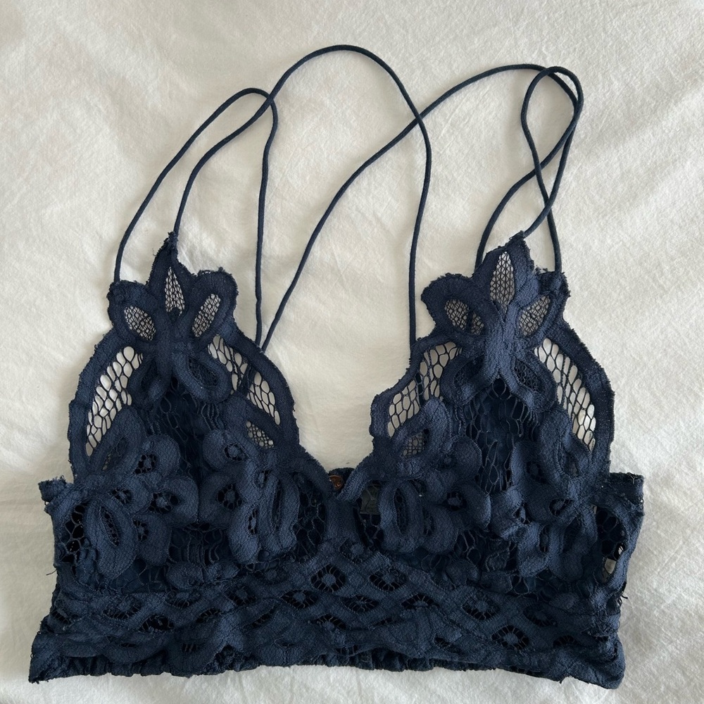 Free People lacy Navy Bralette; size S